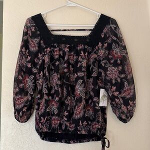 Floral Black and Pink Women's Top